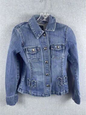 Esprit Jean Jacket Women's 4 Blue Medium Wash Buttons‎ Front Pockets 90s Retro